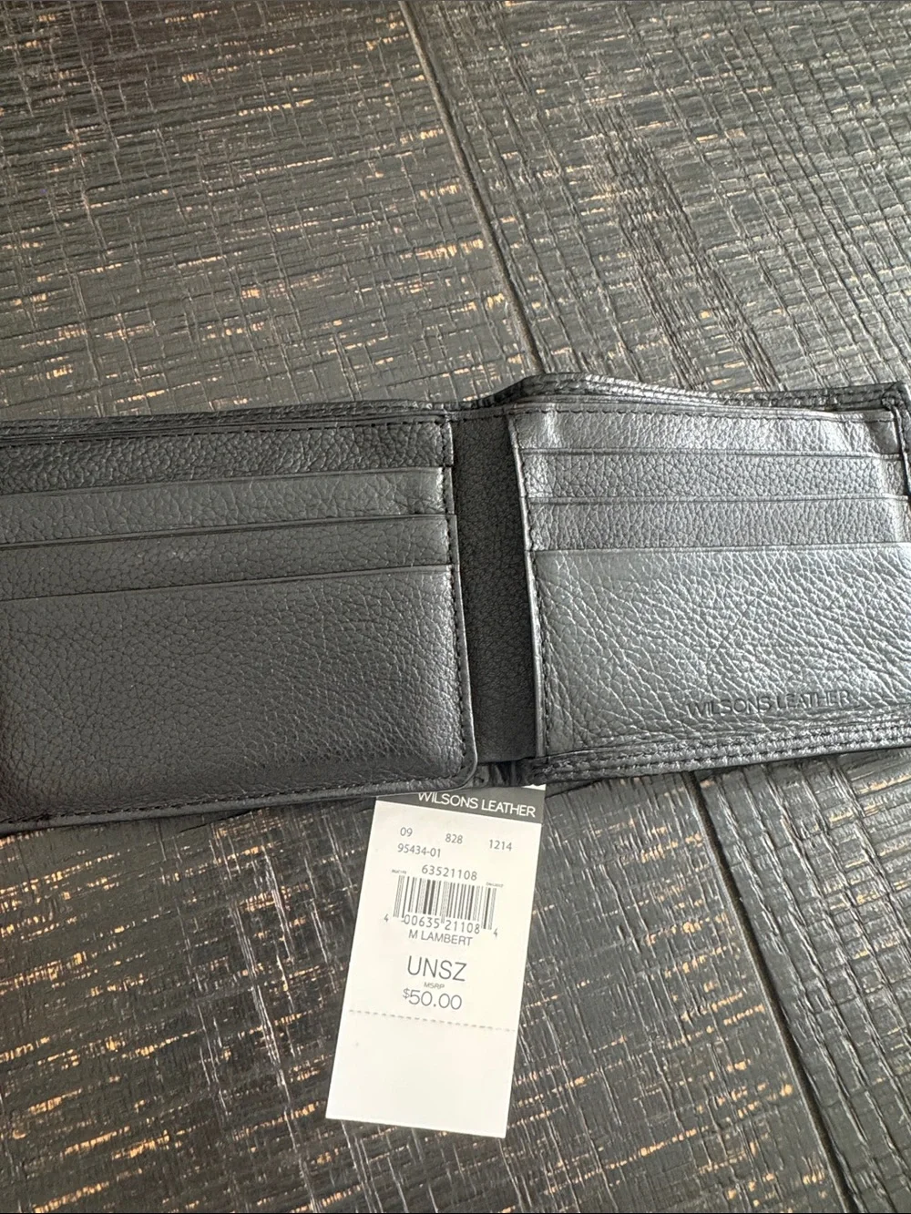 Wilsons Leather Black Genuine Leather Bi-Fold Wallet with Tag